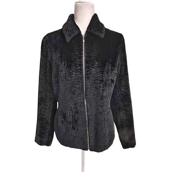 Vintage 90s Y2K  Esprit De Corp Faux Lambs Wool Zip Jacket Size Medium - Picture 1 of 5